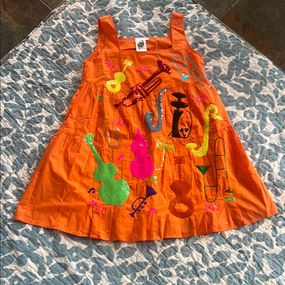 QUEEN OF SPARKLES Orange Musical Mini Dress - NWOT